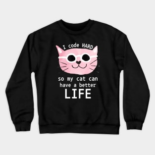 Cat Loving Coder Crewneck Sweatshirt